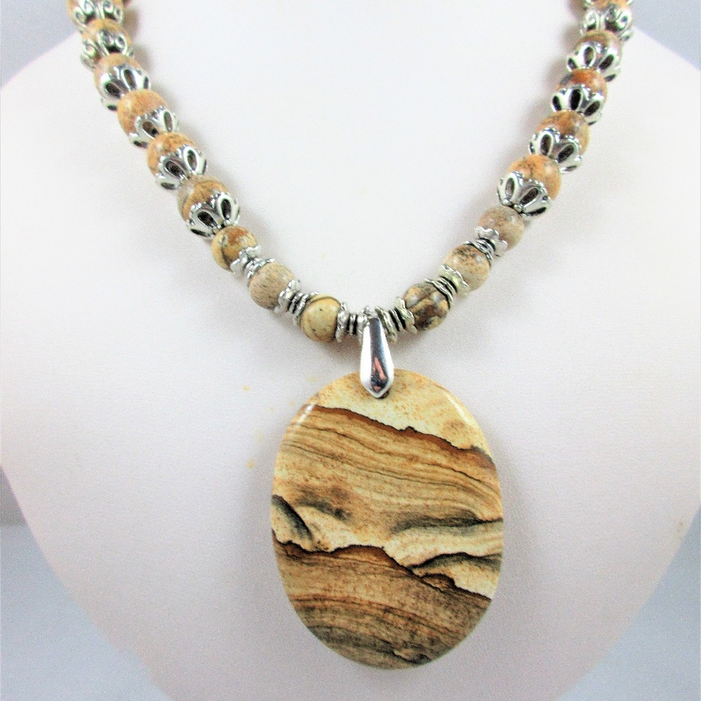 Picture Jasper stone pendant necklace